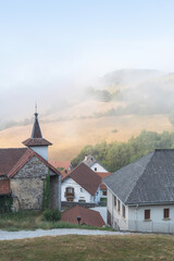 Fototapeta premium Foggy morning. Aezkoa Valley. Navarrese Pyrenees. Aria