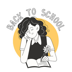 A schoolgirl writes with a fluffy pen in a notebook