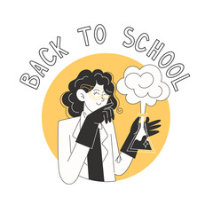 A schoolgirl holds a test tube during a chemistry lesson