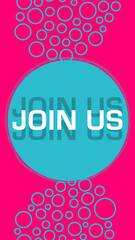 Join Us Pink Turquoise Teal Rings Circular Vertical Text 