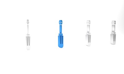 Blue Screwdriver icon isolated on white background. Service tool symbol. Minimalism concept. 3D render illustration