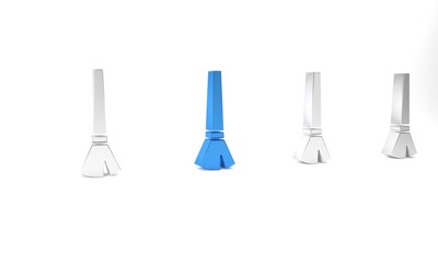 Blue Paint brush icon isolated on white background. Minimalism concept. 3D render illustration