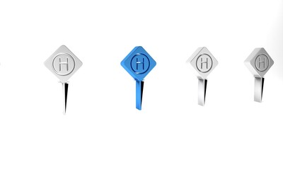 Blue Parking icon isolated on white background. Street road sign. Minimalism concept. 3D render illustration
