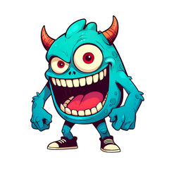 A cartoon monster with big horns and a big smile © SetCartoon