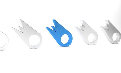 Blue Comet falling down fast icon isolated on white background. Minimalism concept. 3D render illustration © Oksana