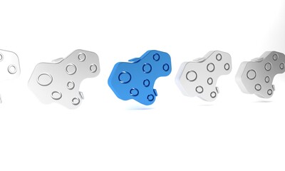 Blue Asteroid icon isolated on white background. Minimalism concept. 3D render illustration © Oksana