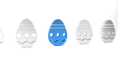 Blue Easter egg icon isolated on white background. Happy Easter. Minimalism concept. 3D render illustration