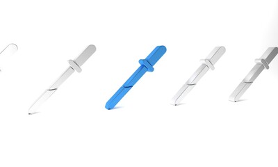 Blue Pipette icon isolated on white background. Element of medical, chemistry lab equipment. Medicine symbol. Minimalism concept. 3D render illustration