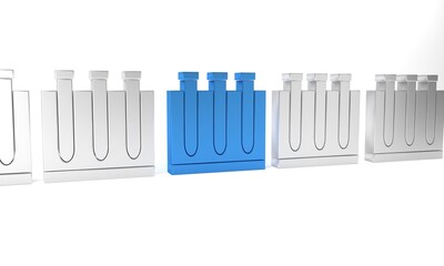 Blue Blood test and virus molecule coronavirus icon isolated on white background. Coronavirus, COVID-19. 2019-nCoV. Minimalism concept. 3D render illustration