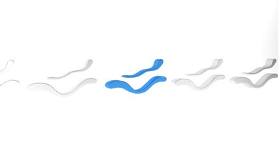 Blue Ebola virus disease icon isolated on white background. Minimalism concept. 3D render illustration