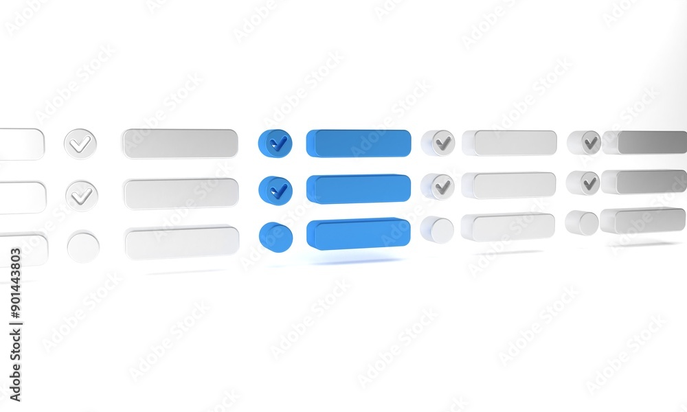 Poster blue task list icon isolated on white background. control list symbol. survey poll or questionnaire 