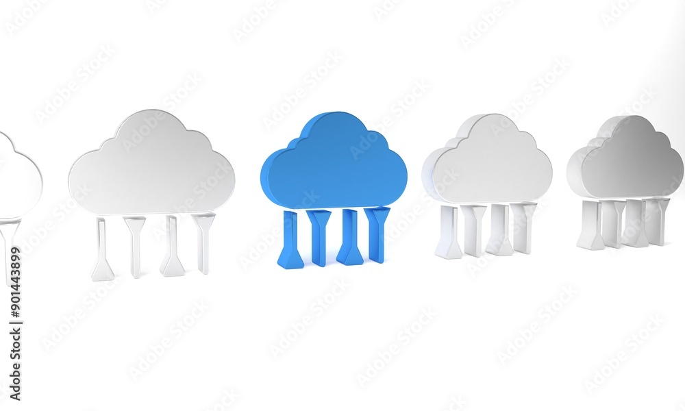 Poster blue network cloud connection icon isolated on white background. social technology. cloud computing 