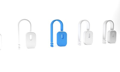 Blue Computer mouse icon isolated on white background. Optical with wheel symbol. Minimalism concept. 3D render illustration