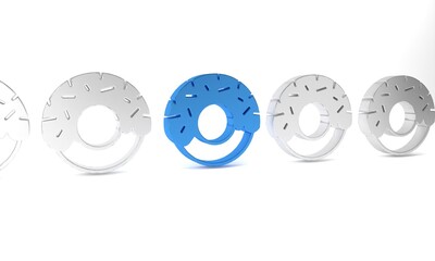 Blue Donut with sweet glaze icon isolated on white background. Minimalism concept. 3D render illustration