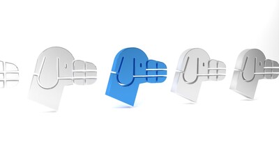 Blue Dog in muzzle icon isolated on white background. Accessory for dog. Minimalism concept. 3D render illustration