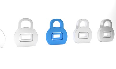Blue Kettlebell icon isolated on white background. Sport equipment. Minimalism concept. 3D render illustration