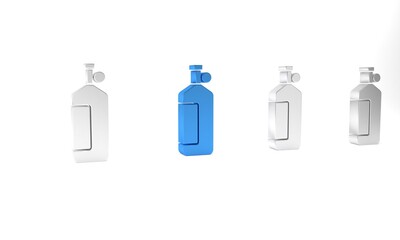 Blue Aqualung icon isolated on white background. Oxygen tank for diver. Diving equipment. Extreme sport. Diving underwater equipment. Minimalism concept. 3D render illustration