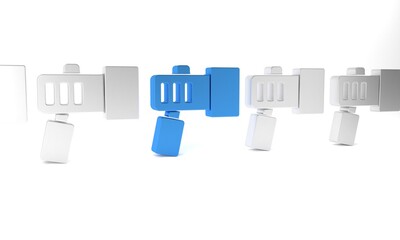 Blue Flashlight for diver icon isolated on white background. Diving underwater equipment. Minimalism concept. 3D render illustration