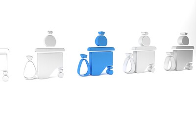 Blue Dumpsters being full with garbage icon isolated on white background. Garbage is pile lots dump. Garbage waste lots junk dump. Minimalism concept. 3D render illustration