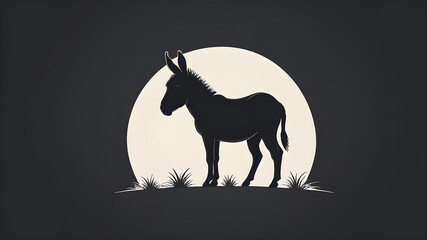 Fototapeta premium Donkey silhouette logo. Generative AI