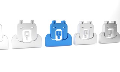 Blue Polar bear head icon isolated on white background. Minimalism concept. 3D render illustration