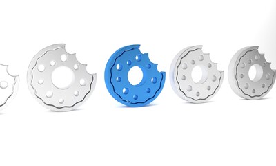 Blue Donut with sweet glaze icon isolated on white background. Minimalism concept. 3D render illustration