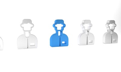 Blue Laboratory assistant icon isolated on white background. Minimalism concept. 3D render illustration
