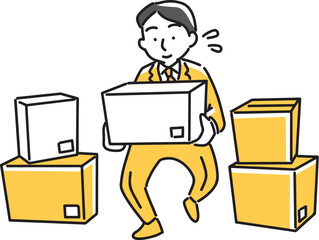 荷物を整理する男性社員