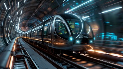 Urban Time Travel Futuristic Metro Train Whisks Through City's HistoryLaden Tunnel