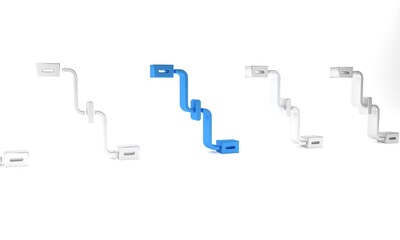 Blue Bicycle pedals icon isolated on white background. Minimalism concept. 3D render illustration