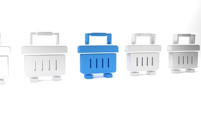 Blue Toolbox icon isolated on white background. Tool box sign. Minimalism concept. 3D render illustration