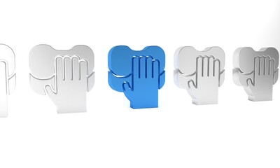 Blue Cleaning service icon isolated on white background. Latex hand protection sign. Housework cleaning equipment symbol. Minimalism concept. 3D render illustration