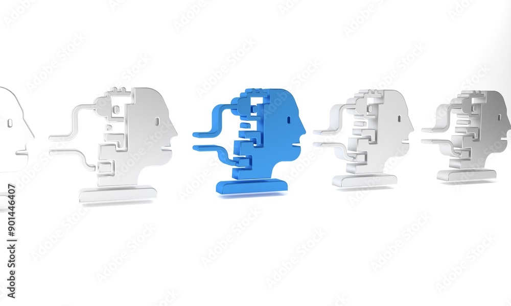 Aufkleber blue robot connected for maintenance icon isolated on white background. artificial intelligence, mac