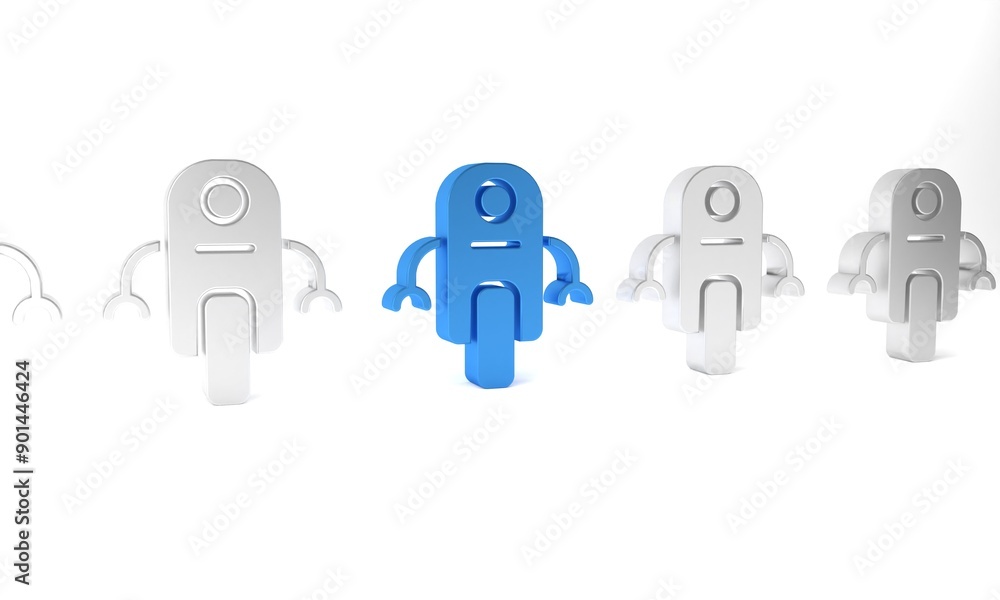 Poster blue robot icon isolated on white background. artificial intelligence, machine learning, cloud compu