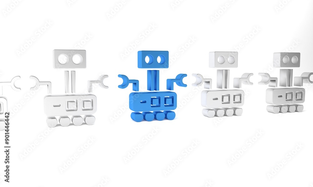 Aufkleber blue robot icon isolated on white background. artificial intelligence, machine learning, cloud compu