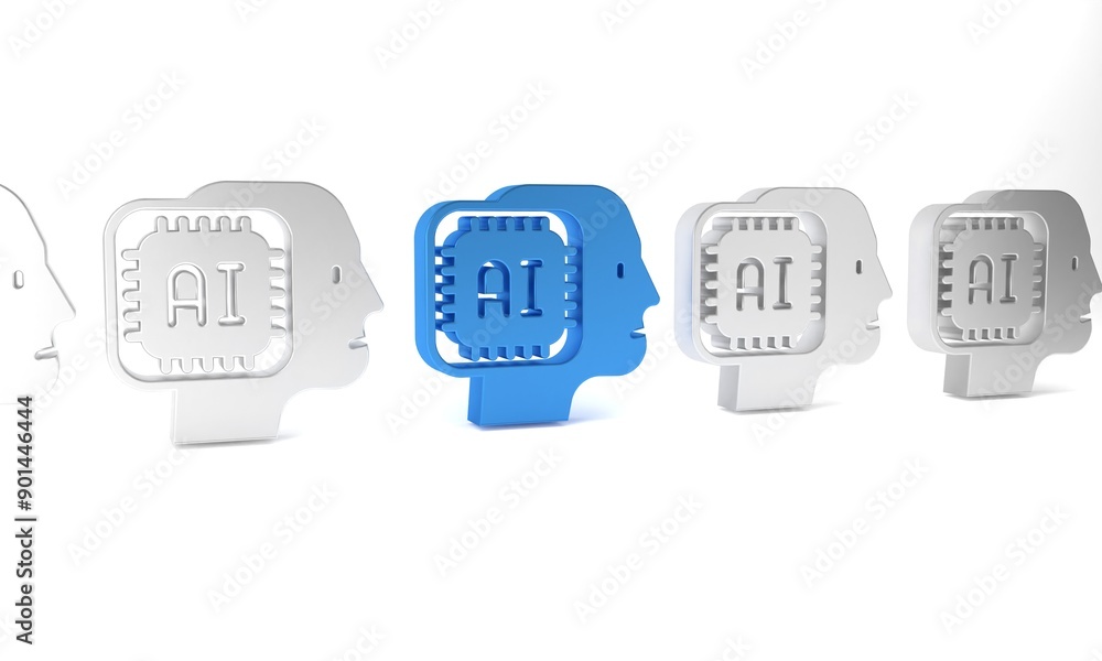 Aufkleber blue humanoid robot icon isolated on white background. artificial intelligence, machine learning, cl