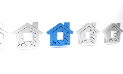 Blue House icon isolated on white background. Insurance concept. Security, safety, protection, protect concept. Minimalism concept. 3D render illustration