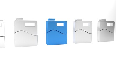 Blue Big bottle with clean water icon isolated on white background. Plastic container for the cooler. Minimalism concept. 3D render illustration