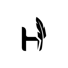 Fototapeta premium letter combination with feather in black color and white background