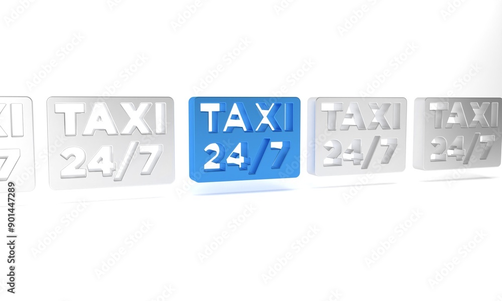 Poster blue map pointer with taxi icon isolated on white background. location symbol. minimalism concept. 3