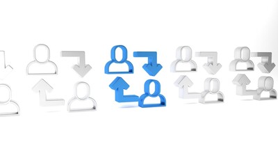 Blue Project team base icon isolated on white background. Business analysis and planning, consulting, team work, project management. Minimalism concept. 3D render illustration