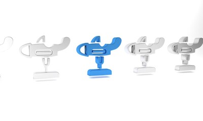 Blue Swing plane on the playground icon isolated on white background. Childrens carousel with plane. Amusement icon. Minimalism concept. 3D render illustration