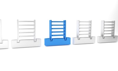 Blue Wooden Swedish wall icon isolated on white background. Swedish stairs. Minimalism concept. 3D render illustration