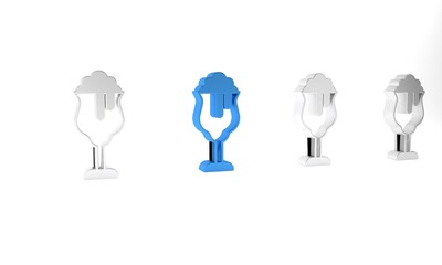 Blue Glass of beer icon isolated on white background. Minimalism concept. 3D render illustration