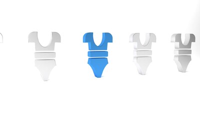 Blue Swimsuit icon isolated on white background. Minimalism concept. 3D render illustration