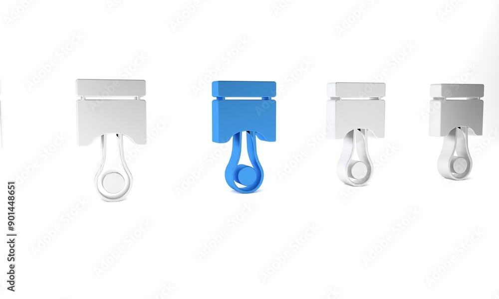 Sticker Blue Engine piston icon isolated on white background. Car engine piston sign. Minimalism concept. 3D render illustration