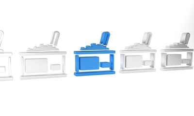 Blue Tin can with caviar icon isolated on white background. Minimalism concept. 3D render illustration