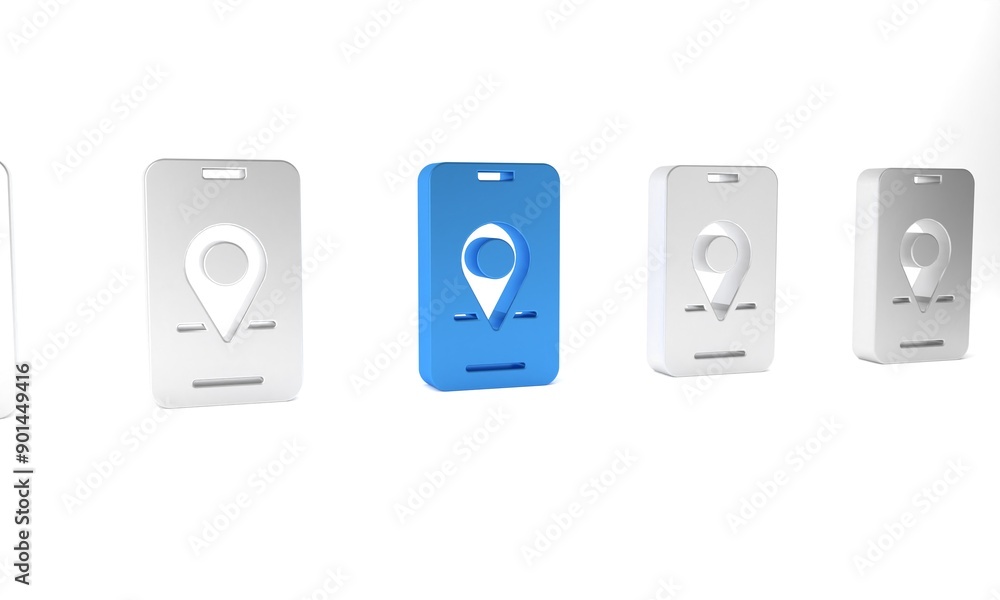 Poster blue infographic of city map navigation icon isolated on white background. mobile app interface conc