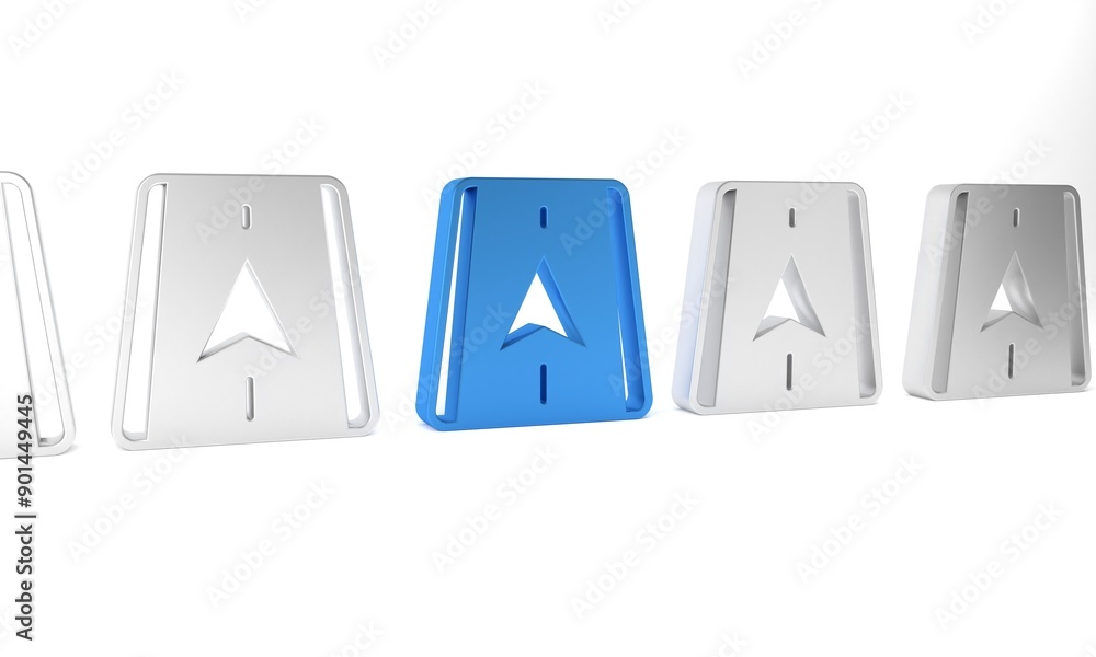 Poster blue infographic of city map navigation icon isolated on white background. mobile app interface conc