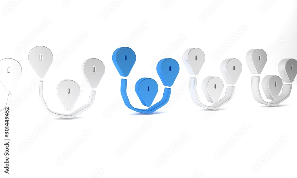 Poster blue route location icon isolated on white background. map pointer sign. concept of path or road. gp